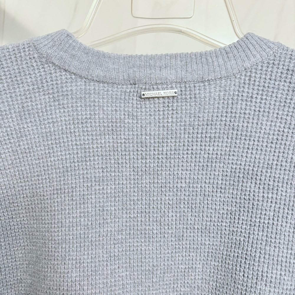 MICHAEL Michael Kors Chambray Waffle-Knit Cropped Sweater Large NWT - Picture 5 of 8